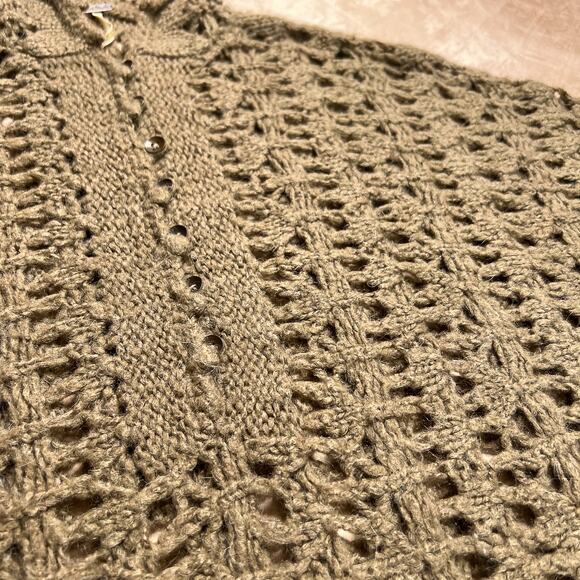 Free People Crochet Knit Hooded Cardigan Sweater Oversized Coastal Beach Retro - Picture 3 of 7